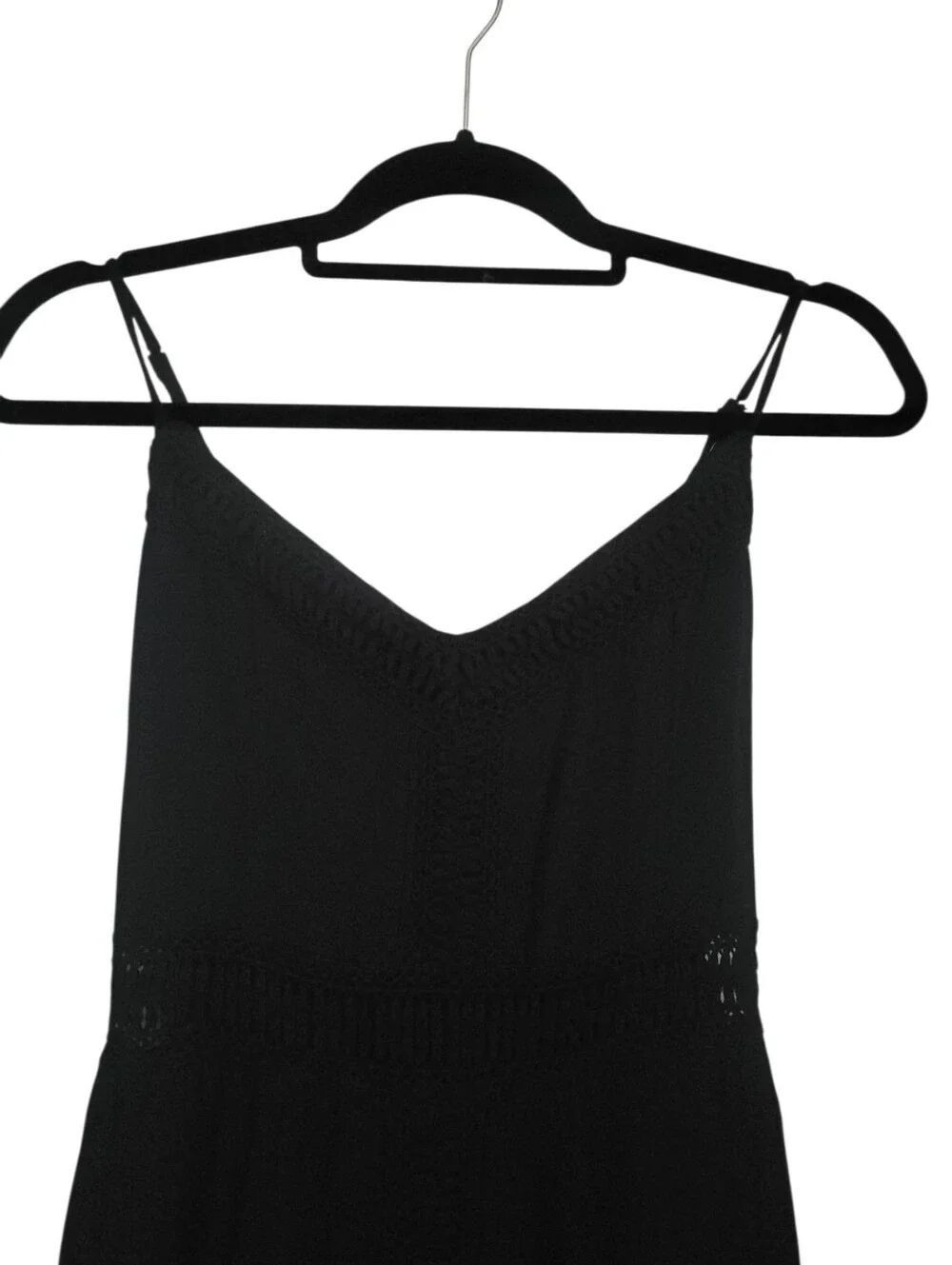 Abercrombie & Fitch Black Crochet Lace Maxi Dress M 90s Y2K Boho Romantic Slip
